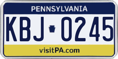 PA license plate KBJ0245