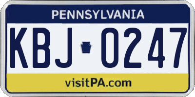 PA license plate KBJ0247