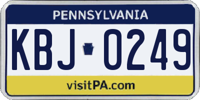 PA license plate KBJ0249