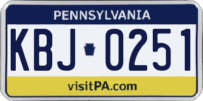 PA license plate KBJ0251
