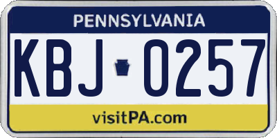 PA license plate KBJ0257