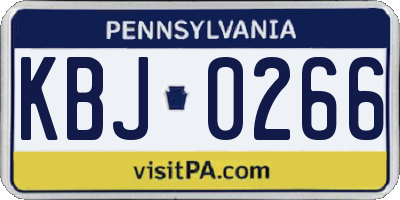 PA license plate KBJ0266