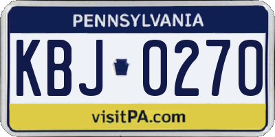 PA license plate KBJ0270