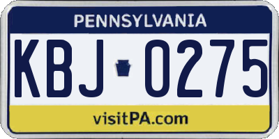 PA license plate KBJ0275