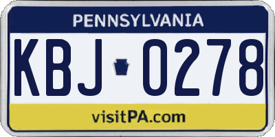 PA license plate KBJ0278