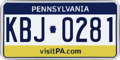 PA license plate KBJ0281
