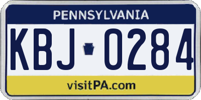 PA license plate KBJ0284