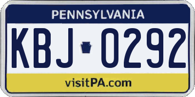 PA license plate KBJ0292