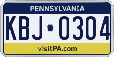PA license plate KBJ0304