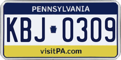 PA license plate KBJ0309