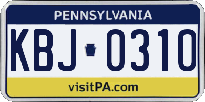 PA license plate KBJ0310