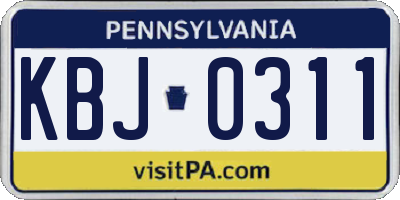 PA license plate KBJ0311