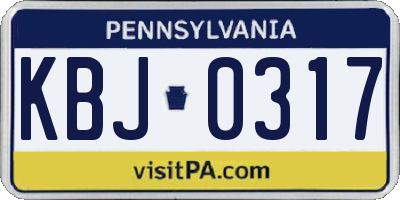 PA license plate KBJ0317