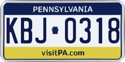 PA license plate KBJ0318