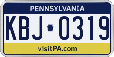 PA license plate KBJ0319