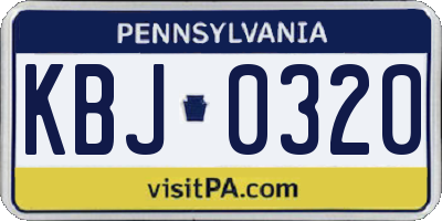 PA license plate KBJ0320