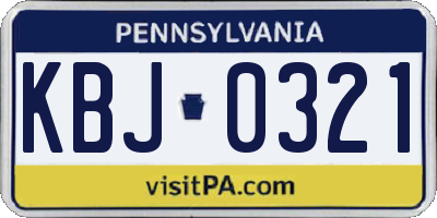 PA license plate KBJ0321