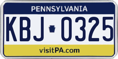 PA license plate KBJ0325