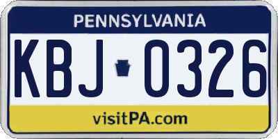 PA license plate KBJ0326