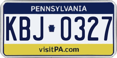 PA license plate KBJ0327