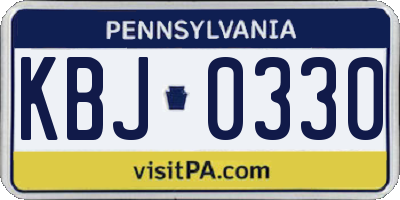 PA license plate KBJ0330