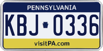 PA license plate KBJ0336