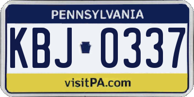 PA license plate KBJ0337