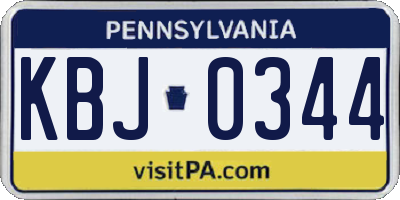 PA license plate KBJ0344
