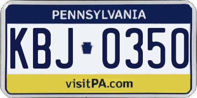 PA license plate KBJ0350
