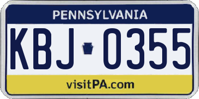 PA license plate KBJ0355