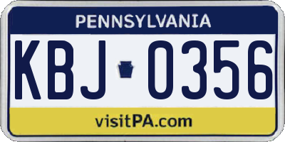 PA license plate KBJ0356