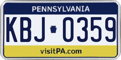 PA license plate KBJ0359