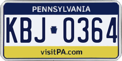 PA license plate KBJ0364