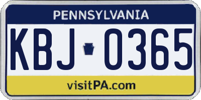 PA license plate KBJ0365