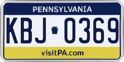 PA license plate KBJ0369