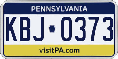 PA license plate KBJ0373