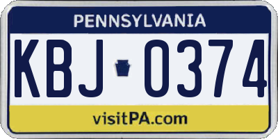 PA license plate KBJ0374