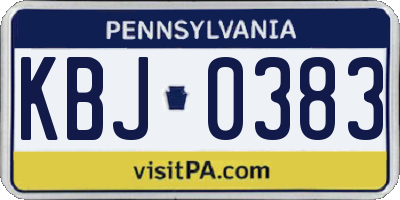 PA license plate KBJ0383