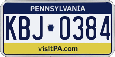 PA license plate KBJ0384
