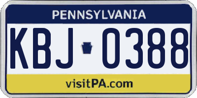 PA license plate KBJ0388