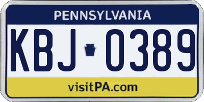 PA license plate KBJ0389