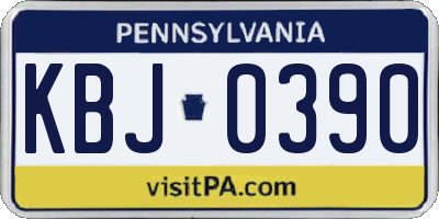PA license plate KBJ0390