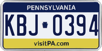 PA license plate KBJ0394