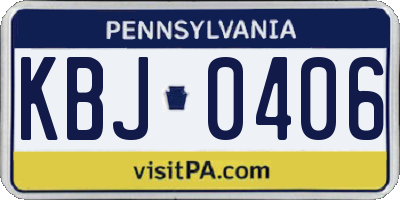 PA license plate KBJ0406