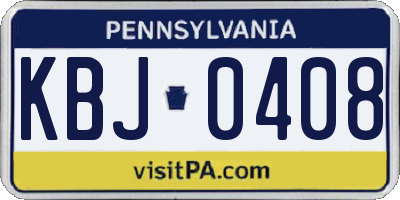 PA license plate KBJ0408