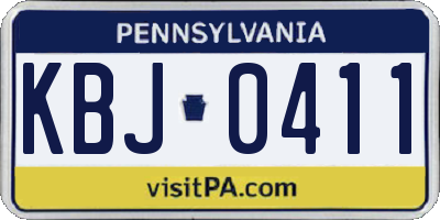 PA license plate KBJ0411
