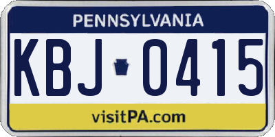 PA license plate KBJ0415