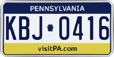 PA license plate KBJ0416