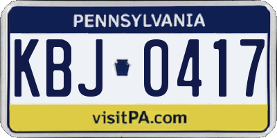 PA license plate KBJ0417