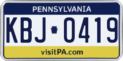 PA license plate KBJ0419